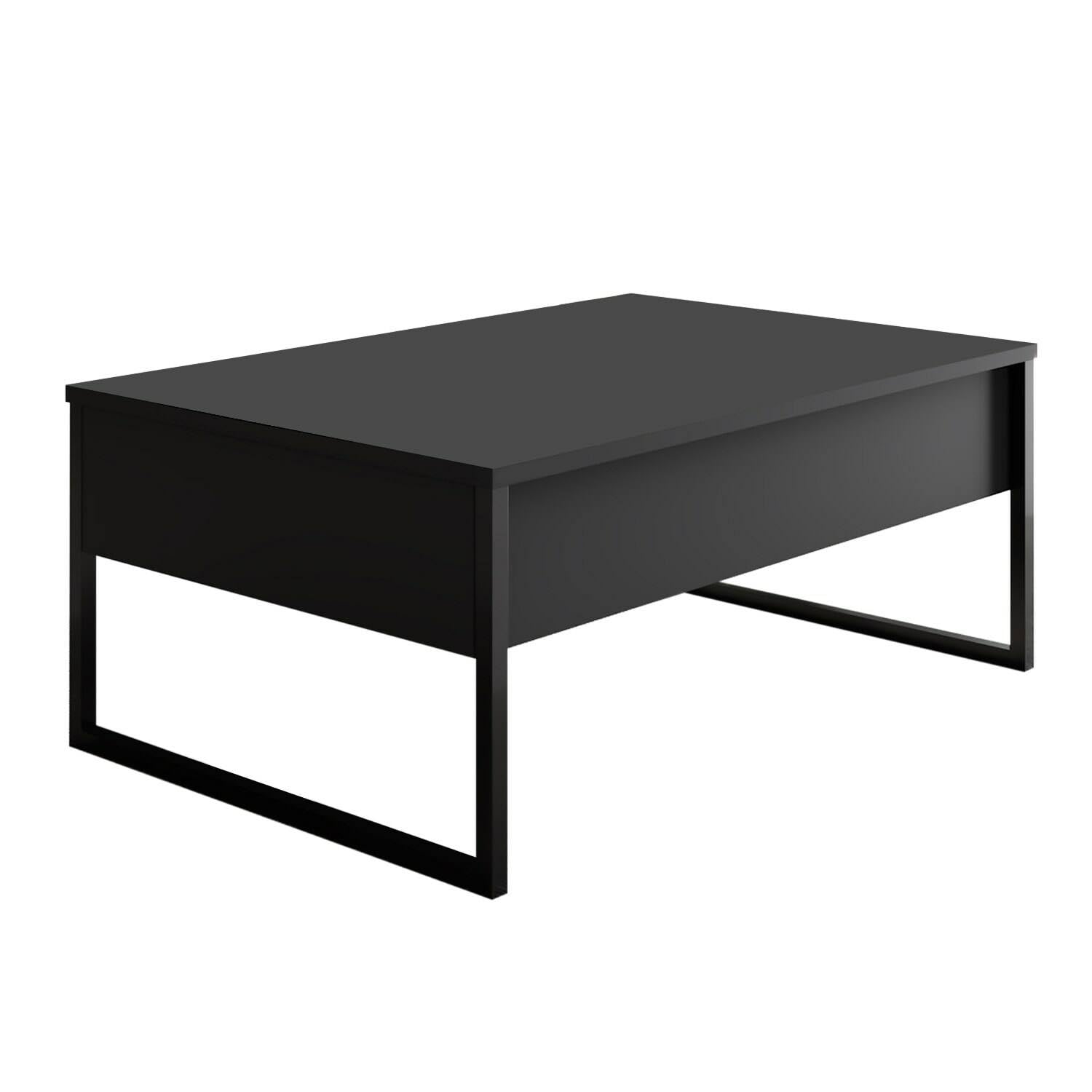 Dmora Tavolino da Salotto Canis, Tavolo Basso da caffè, Portariviste per Divano, Ripiano da Soggiorno, 90x60h40 cm, Antracite e Nero
