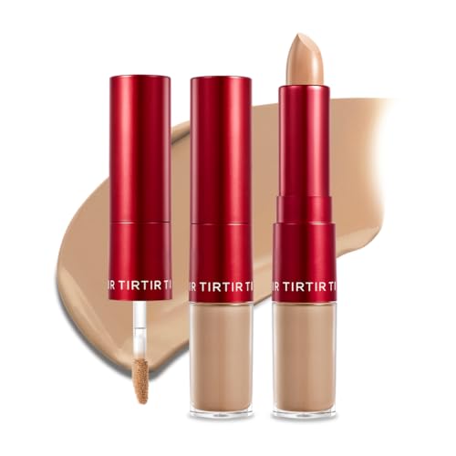 Image of TIRTIR Glide&Hide Blurring Concealer - Creamy texture, Conceals dark circles and wrinkles, Dual formula (liquid tip & balm stick), Long-lasting wear, Korean Makeup, #6.8C, 0.28 Oz