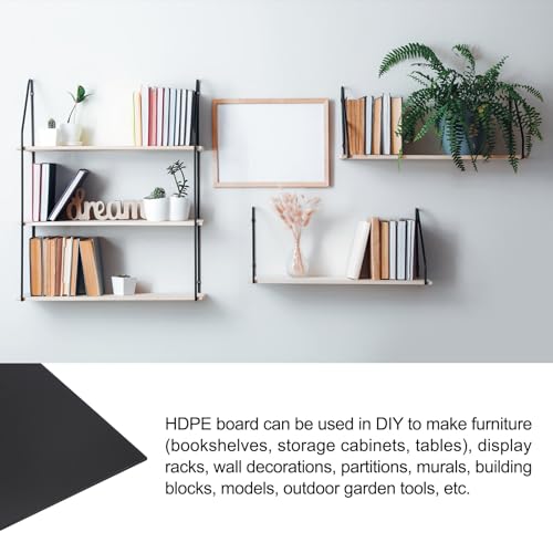 Image of 24 inch x 24 inch x 1 /8 inch HDPE Plastic Sheet, High Density Polyethylene Sheet Cutting Board Black Solid Block, [for DIY, Home Floor]