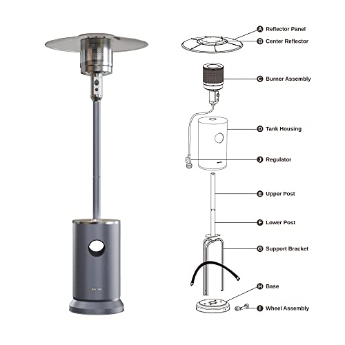 EAST OAK 50,000 BTU Propane Patio Heaters with Round Table Design, 304