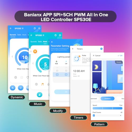 Tira LED RGB direccionable WS2812B 3M con control WiFi miniatura 7