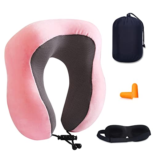 Travel Pillow, Memory Foam Neck Pillow Head Support Soft Pillow for Sleeping Rest, Airplane Car & Home Use (Pink) Travel Pillow, Memory Foam Neck Pillow Head Support Soft Pillow for Sleeping Rest, Airplane Car & Home Use (Pink)