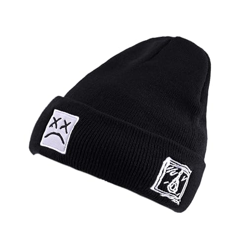 45LOOKUP CEED Fashion Autumn Winter Warm Beanie Hats Embroidery Cotton Caps Men Women Knitted Hip Hop Hats (US Alpha One Size Black1)