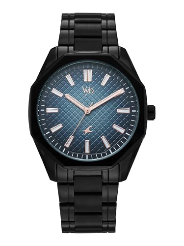 Image of Fastrack Vyb Quest with Quartz Analog Blue Dial Black Zinc Alloy Strap Watch for Men - FV30042NM01W