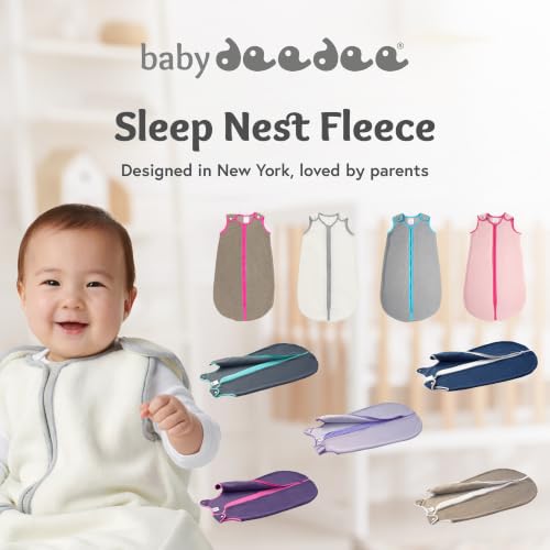 Image of Baby Deedee Sleep Nest Fleece - Fleece Sleep Sack 1.2 TOG 18-36M Lavender | Patented shoulder snaps and full-length zipper support easy dressing and diaper changes for cooler routines