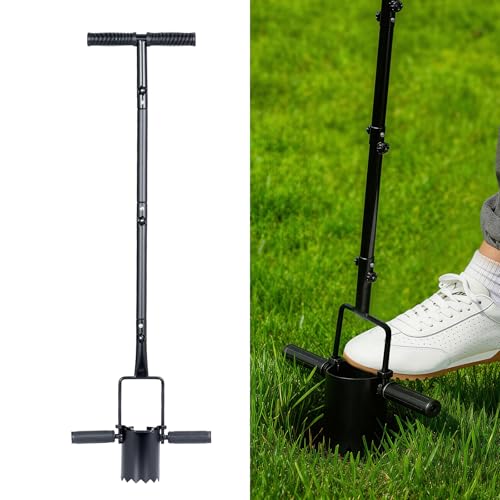 Bulb Planter Tool With Long Handle Serrated Base Bulb Planters Gardening Bulb Transplanter Heavy Duty Sod Plugger for Digging Holes to Plant Tulips Iris Daffodils