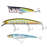 GULULUT Fishing Lures for Freshwater and Saltwater, Including Popper, Minnow, VIB Fishing Baits, Suitable for Different Water Layers, Fishing Gear for Father and Suitable Gifts for Men