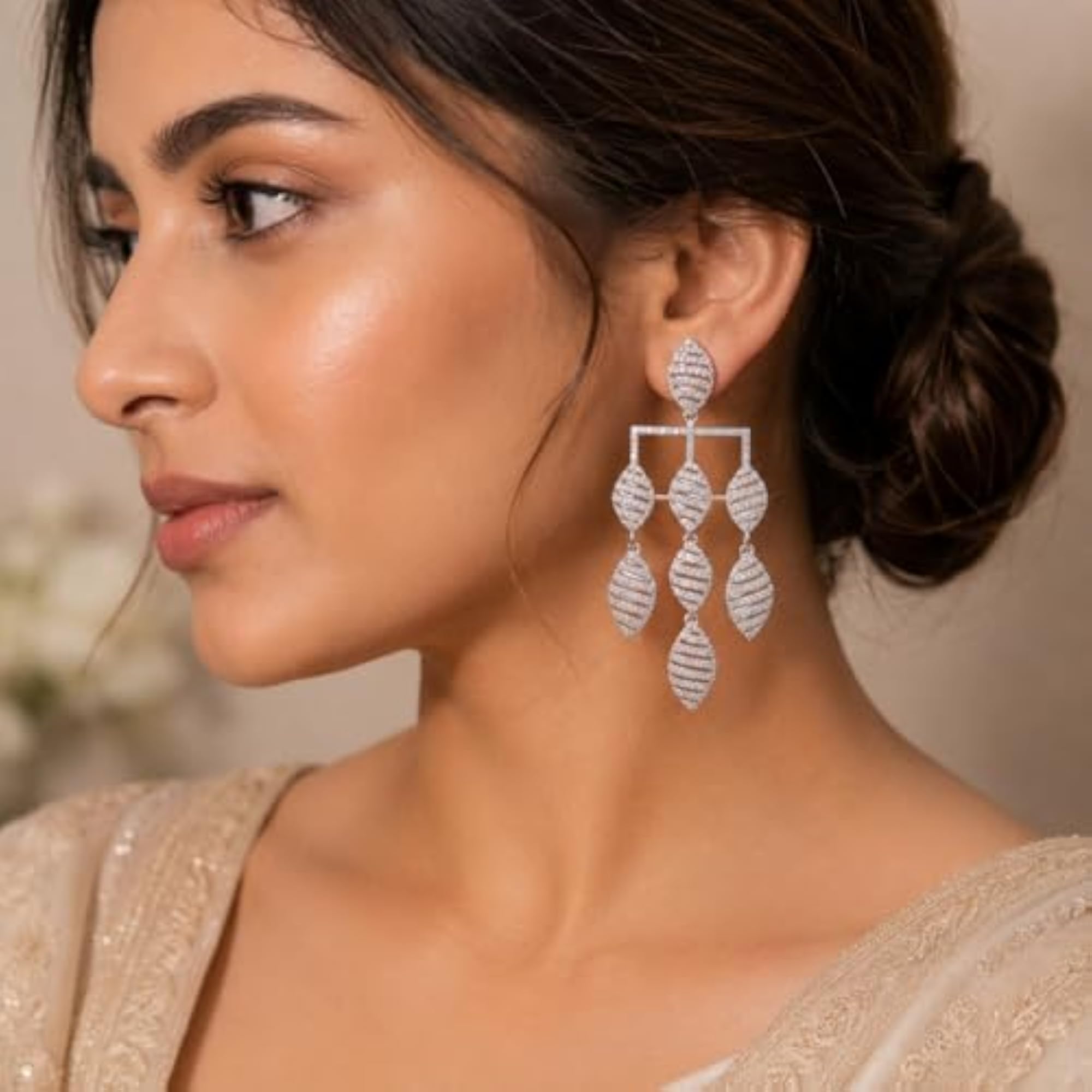 Women's Stylish American Diamond Drop Earrings, Premium Crystal Dangler