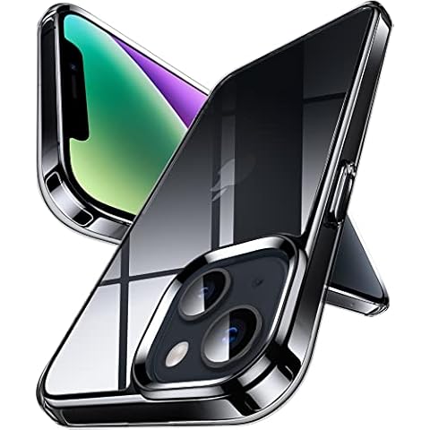 DASFOND Crystal Clear Designed for iPhone 14/13 Case, [Non-Yellowing] 15Ft Military Grade Protective Cover Soft Silicone Slim Phone Case Compatible with iPhone 14/13 6.1", Clear Black Cover