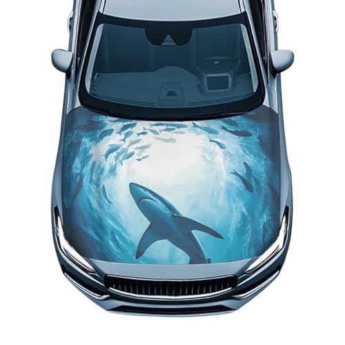 Image of Shark Car Hood Cover All Weather Protection Automotive Exterior Accessories Universal Fit Hood Covers for Cars, Trucks, SUV, or Van Full Coverage with Elastic Band