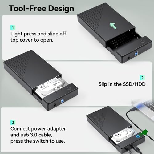 Caja Externa para Disco Duro 3.5 SATA a USB con Adaptador de Energía miniatura 5