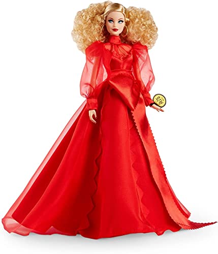 Muñeca Barbie Collector 75 Aniversario con vestido rojo miniatura 1