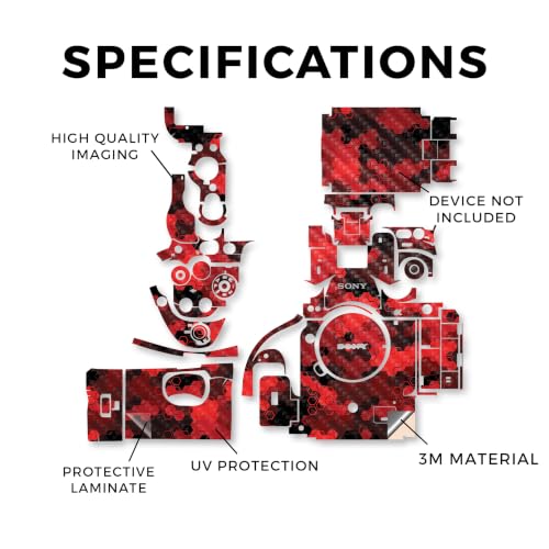Image of Carbon Fiber Camera Skin Compatible with Sony Alpha 9 III (2024) - Red Hexa Camo - Premium 3M Vinyl Protective Wrap Decal Cover - Easy to Apply | Crafted in the USA by MightySkins