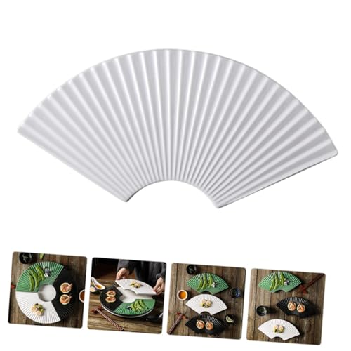 Plato japonés de cerámica estilo abanico para sushi miniatura 7