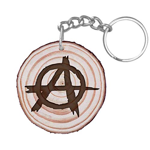 Llavero Anarquia Personalizado por Su Cara Trasera - Llavero Simbolo A Anarquia Personalizable para Regalo Grabado En Madera