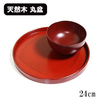 Amazon｜丸盆 くつわ布貼り 根来塗り 木製 漆器 お盆 トレー