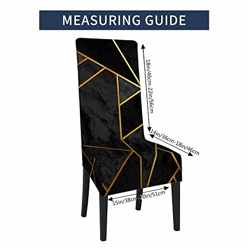 Numland Black Geometric Pattern Kitchen Chair Covers Luxury Golden Lines Triangle Polygon Patchwork Stretchable Polyester For Dining Room, Hotel, Ceremony, Restaurant 1 Pack #TOP4