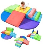 Teckid Toddler Climbing Toys 8-Piece Indoor Soft Foam Blocks Set, Safe Crawling, Climbing and Sliding Play Gym for Kids, Baby Climbing Playset