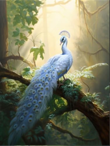Diamond Painting Paon 5D : kit de broderie diamant arbre 60x90cm pour loisirs créatifs adultes