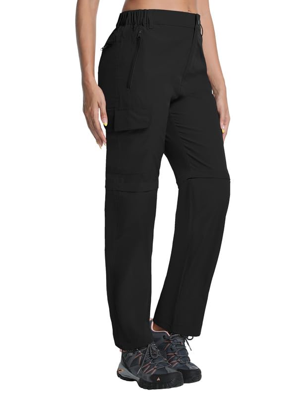 BondiTrekk Damen-Wanderhose-Zip-Off-Trekkinghose, Atmungsaktiv Wanderhose Damen Schnell Trekkinghose Abnehmbar Zip Off Outdoorhose Sommer Hiking Pants Funktionshose Schwarz L