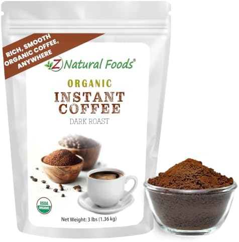 Z Natural Foods Organic Instant Coffee Powder - Dark Roast Arabica, 3 lb