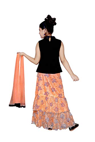 Image of Zooba Girls Lahenga Choli and Dupatta Set (2-3 Years, Orange)