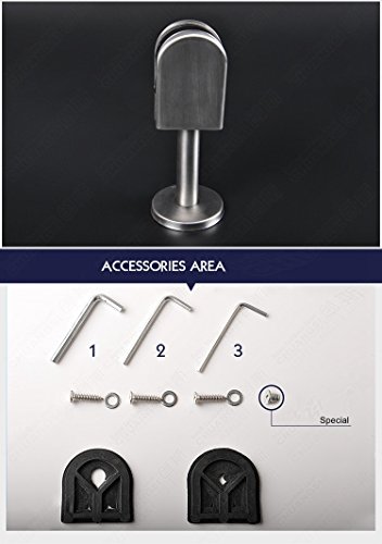 MHOME Stainless Steel U Clamp Support Bracket for Frameless Glass Panels (15mm Glass, 60mm Rod, Floor Mount)