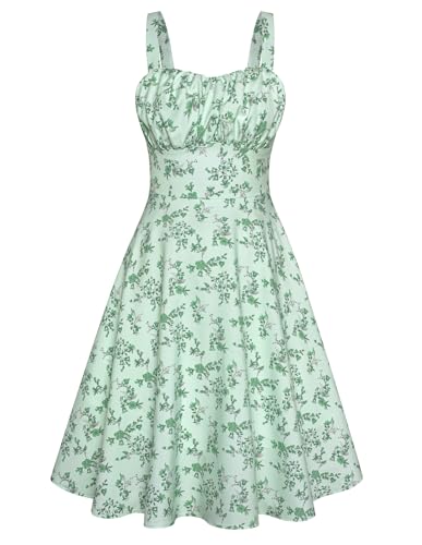 Image of Belle Poque Vintage Floral Dress for Women 2026 Summer A-line Sleeveless Flowy Midi Elegant Wedding Guest Cocktail Dress