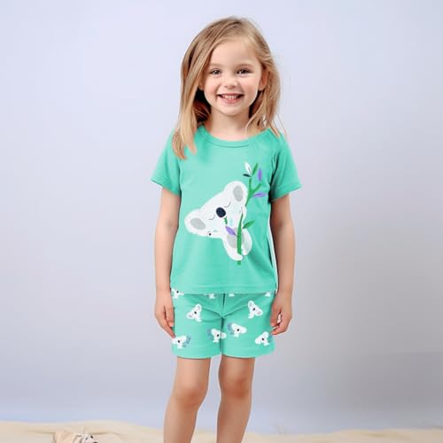DDSOL Toddler Girls Pajamas Summer Short Sets Baby Pjs Cotton Jammies Kids Sleepwear 1-7 Years2