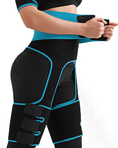 Siliteelon Waist Trainer Plus Size Swat Thigh Trimmer, 4 In 1 Enhancer Elastic Butt Lifter Shapewear Enhancer Band(Blue,2Xl/3Xl) #TOP2