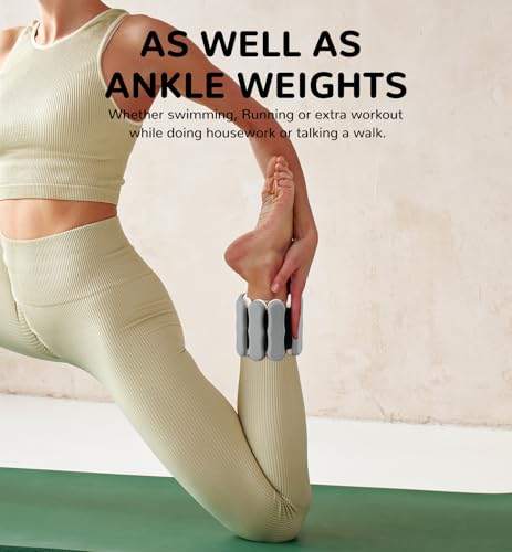 Image of Ankle & Wrist Weights for Women Men, Set of 2, 1 lb /2 lb Each | Adjustable Arm & Leg Weights, Soft Silicone Weighted Bracelet For Pilates Yoga Dance Walking Running Swimming Weight Loss
