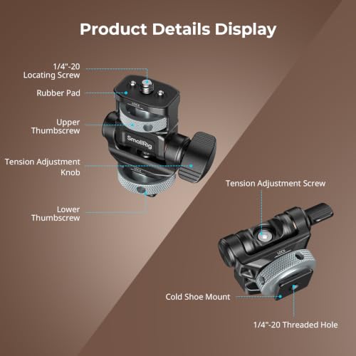 Image of SMALLRIG Camera Monitor Mount with Cold Shoe, 180 Tilt and 360 Swivel, Retractable 1 /4 inch Locating Screw Anti-Twist, Damping Adjust, Horizontal & Vertical Shooting