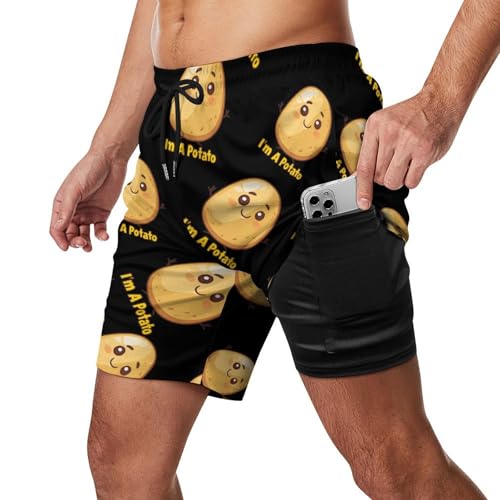 Funny Potato Mens Swim Trunks Quick Dry Beach Board Shorts with Pockets2