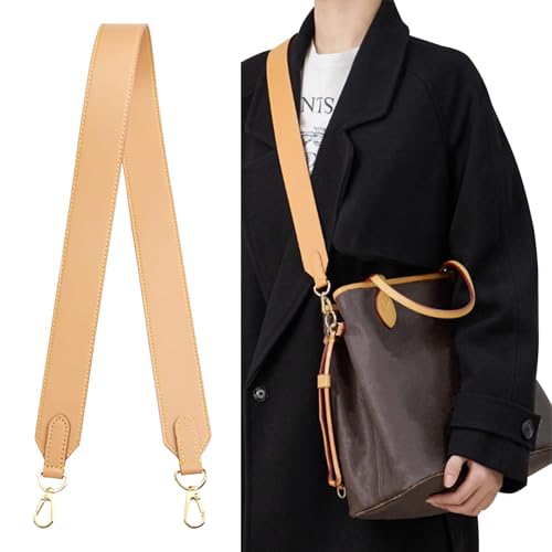 Image of Genuine Vachetta Leather Shoulder Bag Strap Crossbody Replacement for Neverful Tote Bag(BEESWAX-Width:1.5in&Length:37.8in)
