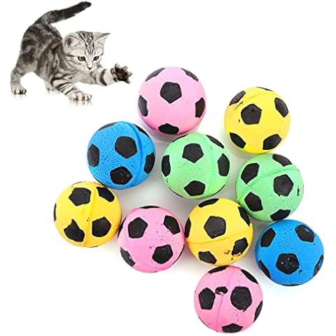 TIESOME Soccer Cat Toy Balls, 10 Pcs Sponge Cat Ball Toy Large Ball Cat Toy Interactive Cat Toy for Indoor Outdoor Cat Kitten 4 cm Cover
