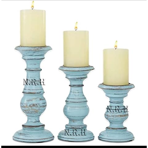 Vintage Blue Decorative Candle Holders Set Cover