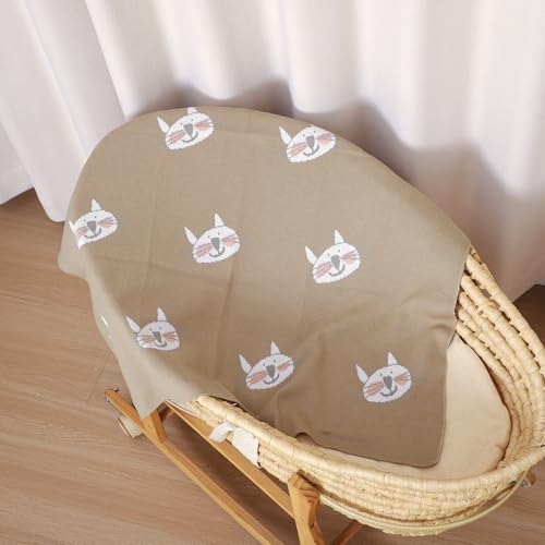 Image of Hadetoto Baby Blankets for Boys and Girls | Newborn, Knitted Cotton, Swaddle Blankets, Neutral Crochet Receiving Blanket, 40 x 30 inches
