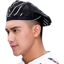 Uniformes De Trabajo Para Cafeterias IBLUELOVER Sombrero de cocinero Gorro de cocina de algodón profesional de cocinero unisex para adultos, gorra de trabajo para restaurante, hotel, cafetería, bar, fábrica, supermercado, tienda cantina,