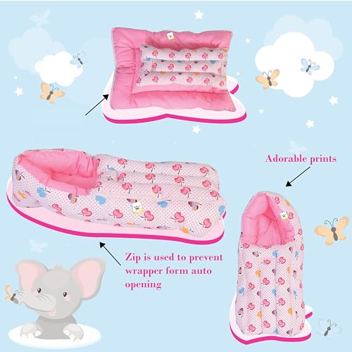 Image of Toddylon Baby Bed New Born Baby Bedding Set Combo of Baby Mattress with Mosquito Net | Carry Bag | Cotton Beds | Carry Bag | Unisex Infants (0-6 Months) (2PCS Set)