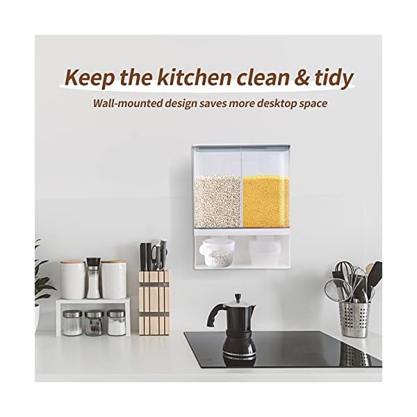105Oz-Wall-Mounted-Dry-Food-Dispenser-Food-Storage-Containers-for-Rice-Beans-Pet-Food-More-Not-for-Oatmeal Food Storage Containers for Rice