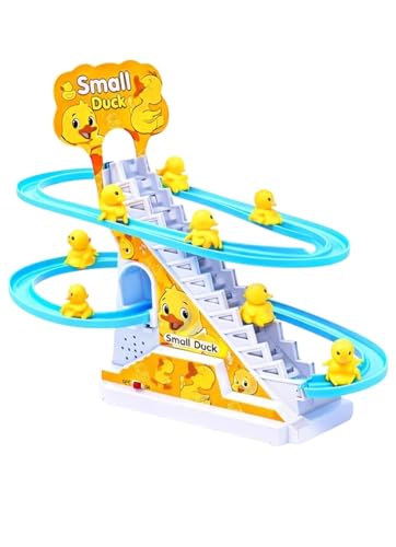 Image of Duck Track Toys for Kids - Stair-Climbing Escalator with Lights & Music, Includes 3 Small Ducks - Interactive Duck Track Slide Toy - Perfect Toddler Gift