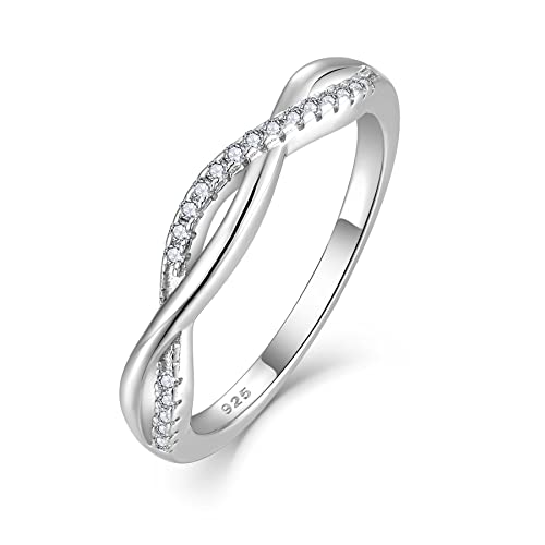 Women's Infinity Ring 925 Sterling Silver Promise Ring for Her Cubic Zirconia Engagement Anniversary Wedding Band Ring for Bridal Size5-10