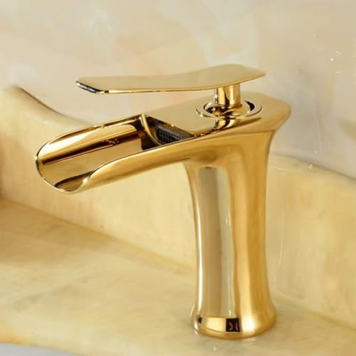 Grifo de baño de latón de lujo, monomando, cascada, diseño moderno para fregadero y bañera, acabado elegante, fácil instalación, duradero y elegante