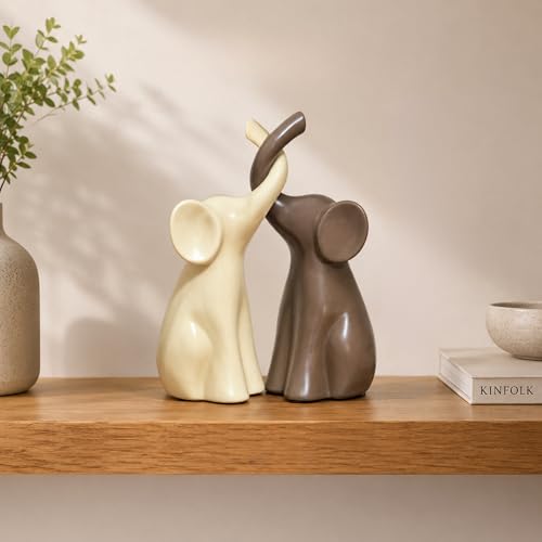 Set de 2 Figuras Decorativas de Elefante en Cerámica