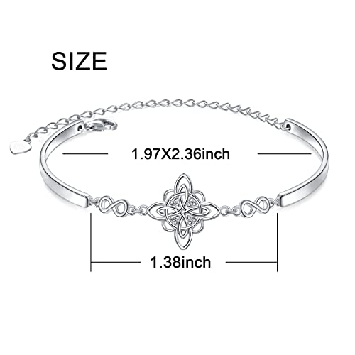 FLYOW 925 Sterling Silver Jewelry Adjustable Celtic Knot Bracelet Good Luck Irish Gifts for Women Birthday Gifts4