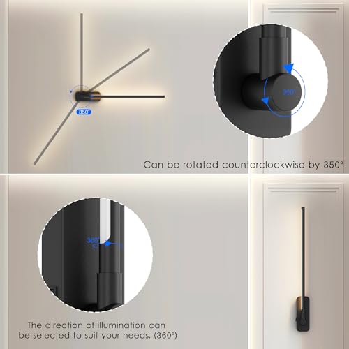 Image of Aipsun Battery Operated Wall Sconces,Wireless Wall Light with Remote Control Rechargeable Black Battery Wall Sconce 350Rotate,Dimmable LED Wall Lights for Living Room,Bedroom (3000K)