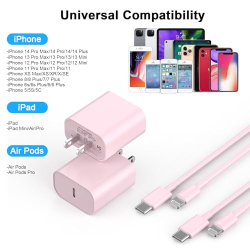 Image of [Apple MFi Certified] iPhone Charger Fast Charging 6FT Compatible for iPhone 14 /13 /12 /11 Pro Max /Xs Max /XR /X 2Pack 20W Type C Fast Charger Block with 6FT USB C to Lightning Data Sync Charging Cable