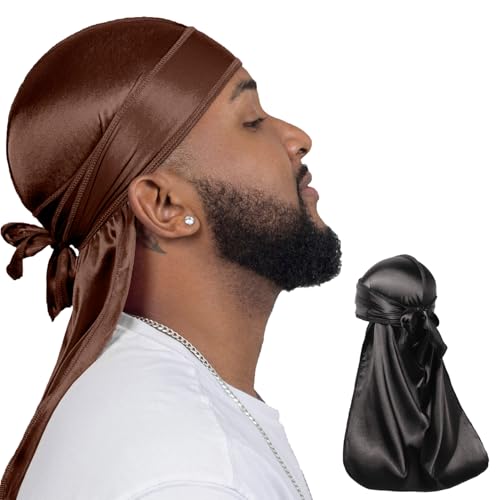 ForceWave 2 Pieces Silky Durag Pack for Men Women Waves, Premium Satin Deluxe Du-rag