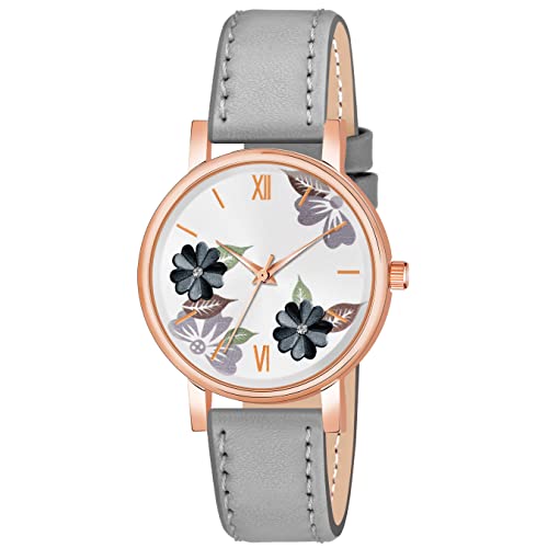 The Shopoholic Analog 6 Different Color Flowered Dial Watch for Womens and Girls Single and Combo Watches for Women and Girl Pack of 2 and Pack of 3