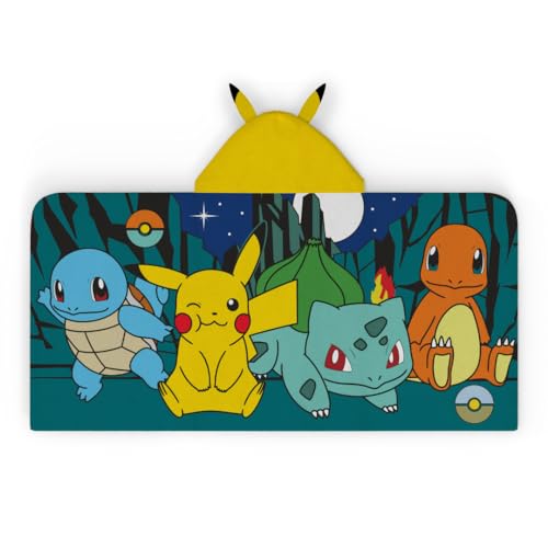 Image of Pokemon Anime Kids Super Soft Bath/Pool/Beach Soft Cotton Terry Hooded Towel Wrap, 24 in x 50 in, (Official Licensed Product) By Franco